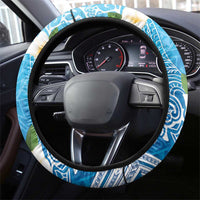 Hafa Adai Guam Chamorro Steering Wheel Cover Ocean Blue Latte Stone with Guasali - Polynesian Pride