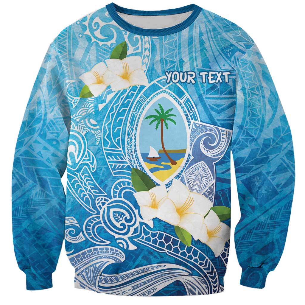 Hafa Adai Guam Chamorro Personalized Sweatshirt Ocean Blue Latte Stone with Guasali - Polynesian Pride