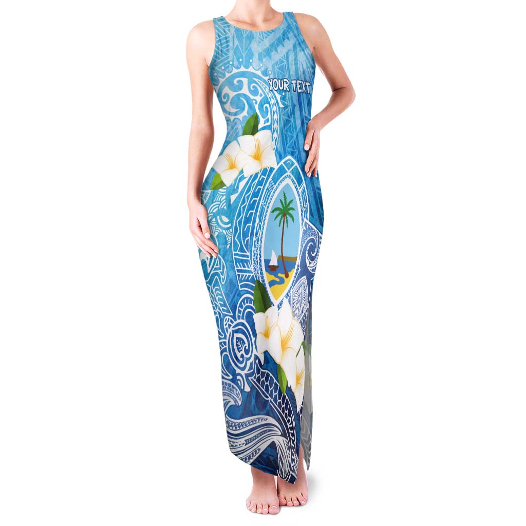 Hafa Adai Guam Chamorro Personalized Tank Maxi Dress Ocean Blue Latte Stone with Guasali - Polynesian Pride