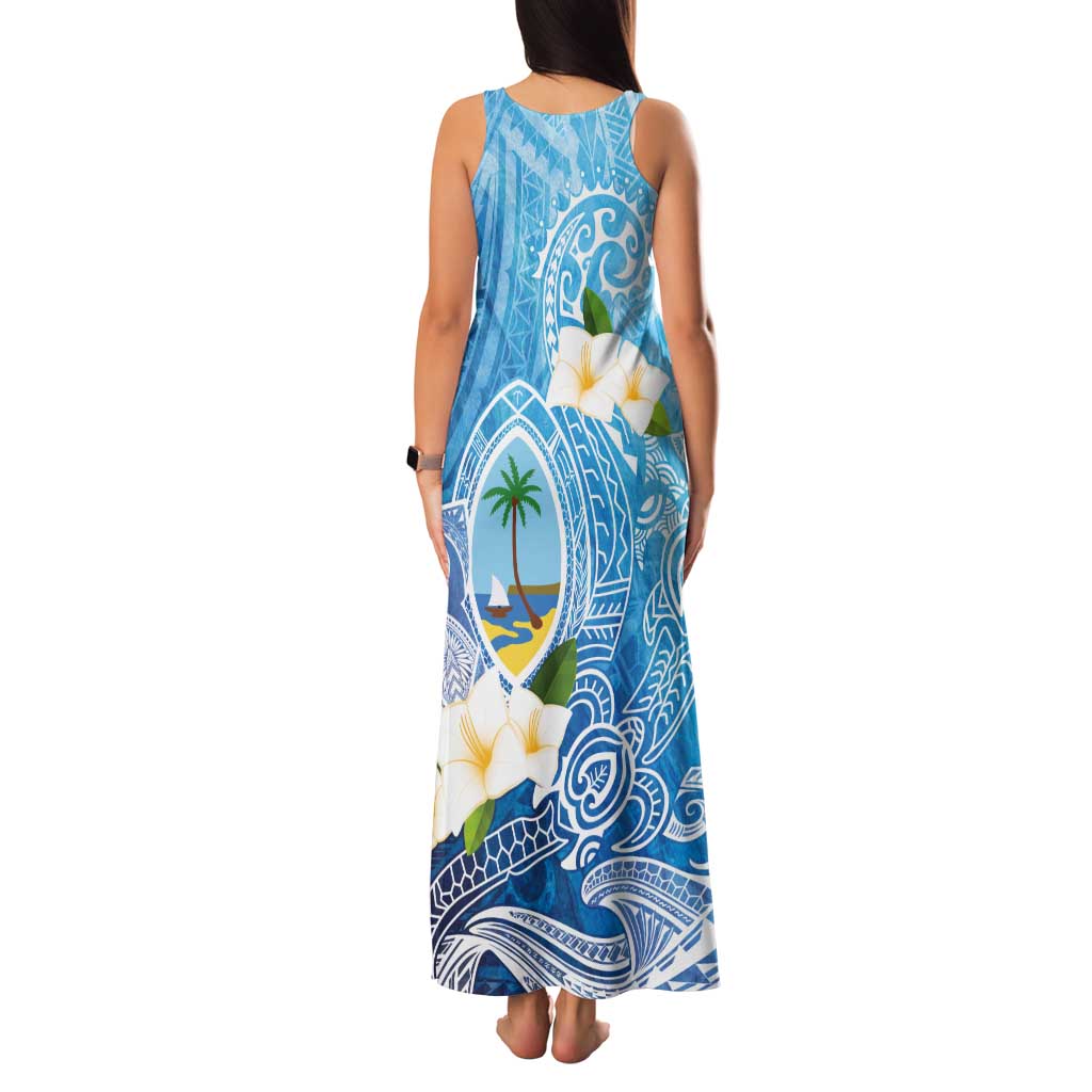Hafa Adai Guam Chamorro Personalized Tank Maxi Dress Ocean Blue Latte Stone with Guasali - Polynesian Pride