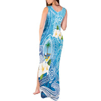 Hafa Adai Guam Chamorro Personalized Tank Maxi Dress Ocean Blue Latte Stone with Guasali - Polynesian Pride
