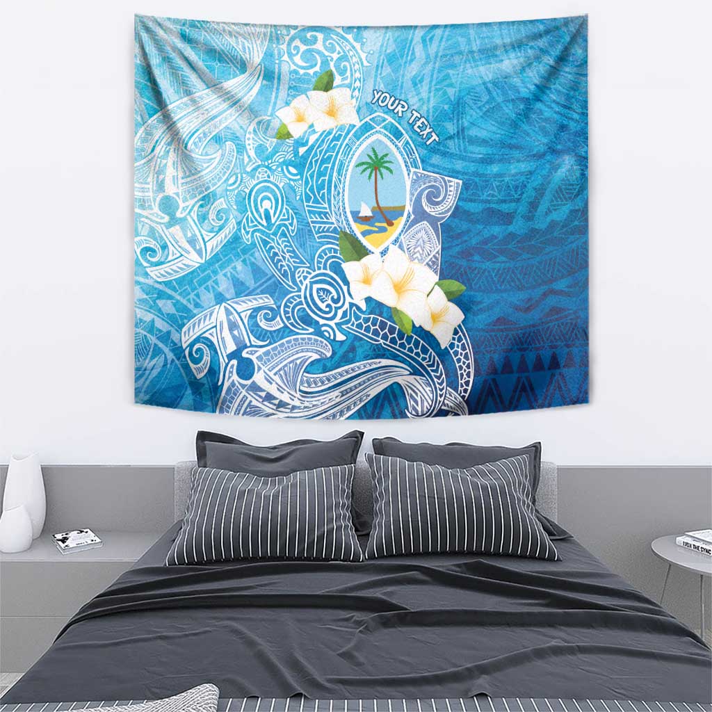 Hafa Adai Guam Chamorro Personalized Tapestry Ocean Blue Latte Stone with Guasali - Polynesian Pride