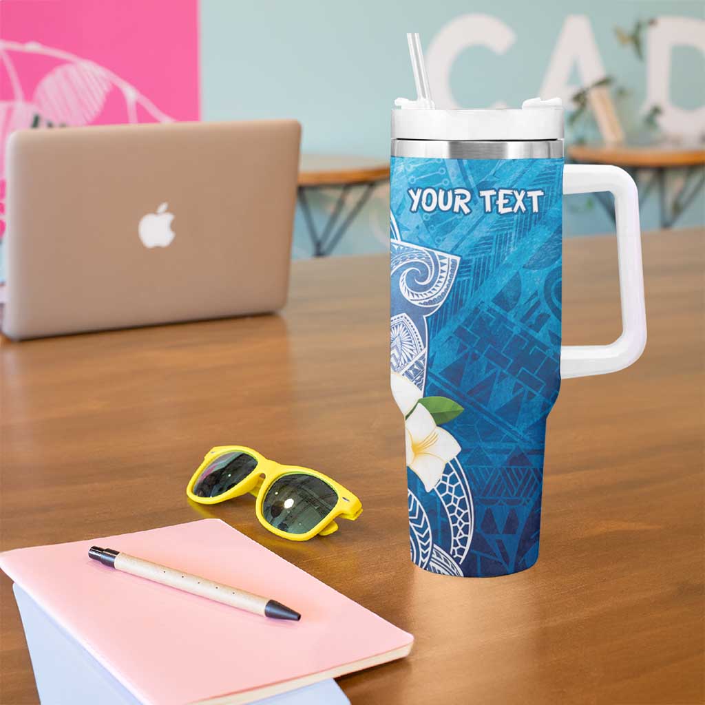 Hafa Adai Guam Chamorro Personalized Tumbler With Handle Ocean Blue Latte Stone with Guasali - Polynesian Pride