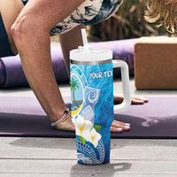 Hafa Adai Guam Chamorro Personalized Tumbler With Handle Ocean Blue Latte Stone with Guasali - Polynesian Pride