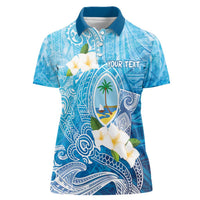 Hafa Adai Guam Chamorro Personalized Women Polo Shirt Ocean Blue Latte Stone with Guasali - Polynesian Pride