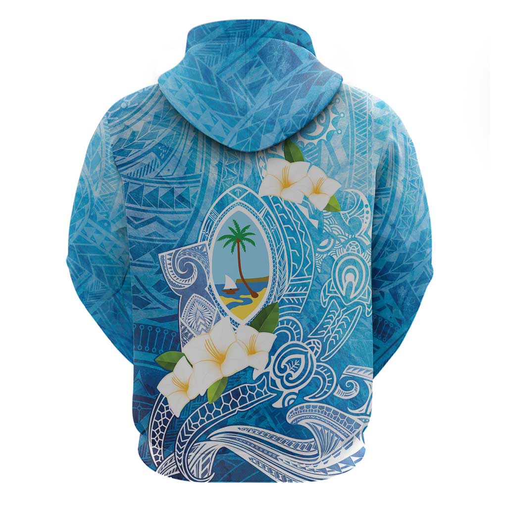 Hafa Adai Guam Chamorro Personalized Zip Hoodie Ocean Blue Latte Stone with Guasali - Polynesian Pride