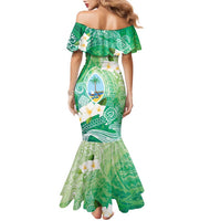 Hafa Adai Guam Chamorro Personalized Family Matching Mermaid Dress and Hawaiian Shirt Summer Green Latte Stone with Guasali - Polynesian Pride