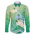 Hafa Adai Guam Chamorro Personalized Family Matching Off Shoulder Maxi Dress and Hawaiian Shirt Summer Green Latte Stone with Guasali - Polynesian Pride