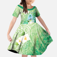Hafa Adai Guam Chamorro Personalized Family Matching Short Sleeve Bodycon Dress and Hawaiian Shirt Summer Green Latte Stone with Guasali - Polynesian Pride