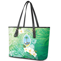 Hafa Adai Guam Chamorro Personalized Leather Tote Bag Summer Green Latte Stone with Guasali - Polynesian Pride