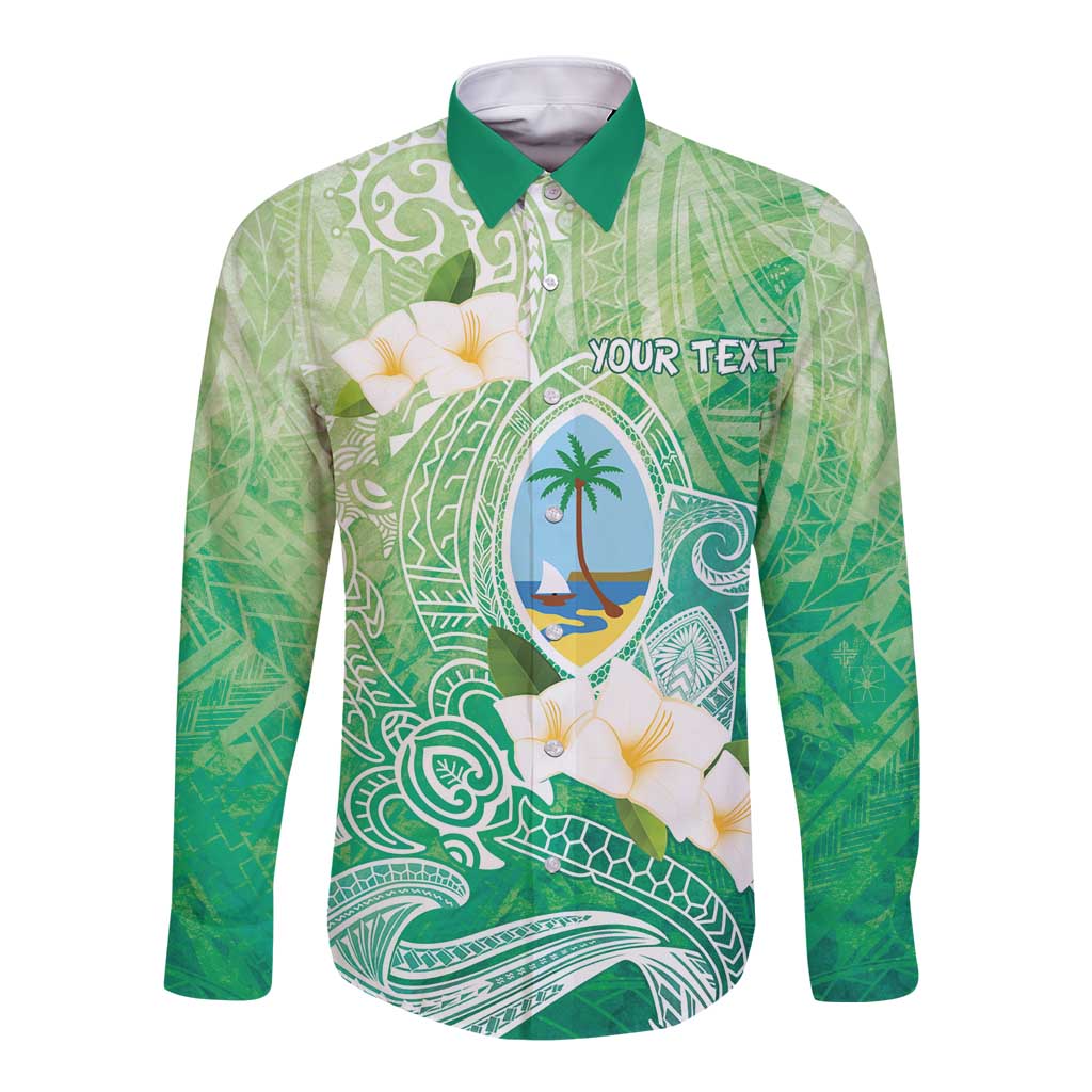 Hafa Adai Guam Chamorro Personalized Long Sleeve Button Shirt Summer Green Latte Stone with Guasali - Polynesian Pride