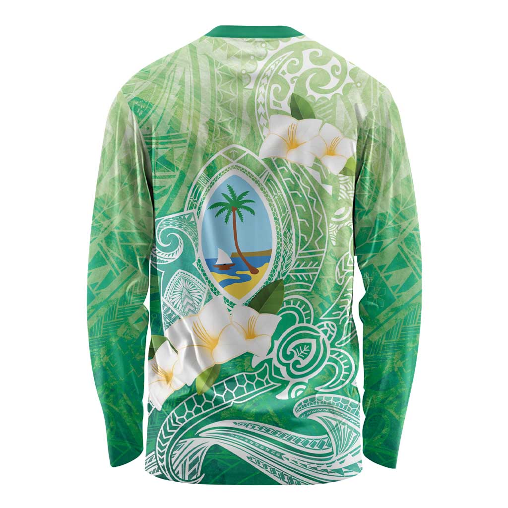 Hafa Adai Guam Chamorro Personalized Long Sleeve Shirt Summer Green Latte Stone with Guasali - Polynesian Pride