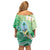 Hafa Adai Guam Chamorro Personalized Off Shoulder Short Dress Summer Green Latte Stone with Guasali - Polynesian Pride