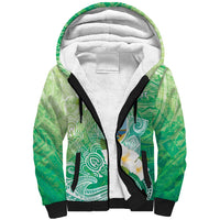 Hafa Adai Guam Chamorro Personalized Sherpa Hoodie Summer Green Latte Stone with Guasali - Polynesian Pride
