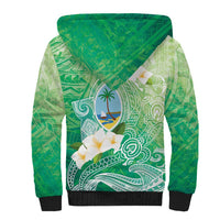 Hafa Adai Guam Chamorro Personalized Sherpa Hoodie Summer Green Latte Stone with Guasali - Polynesian Pride