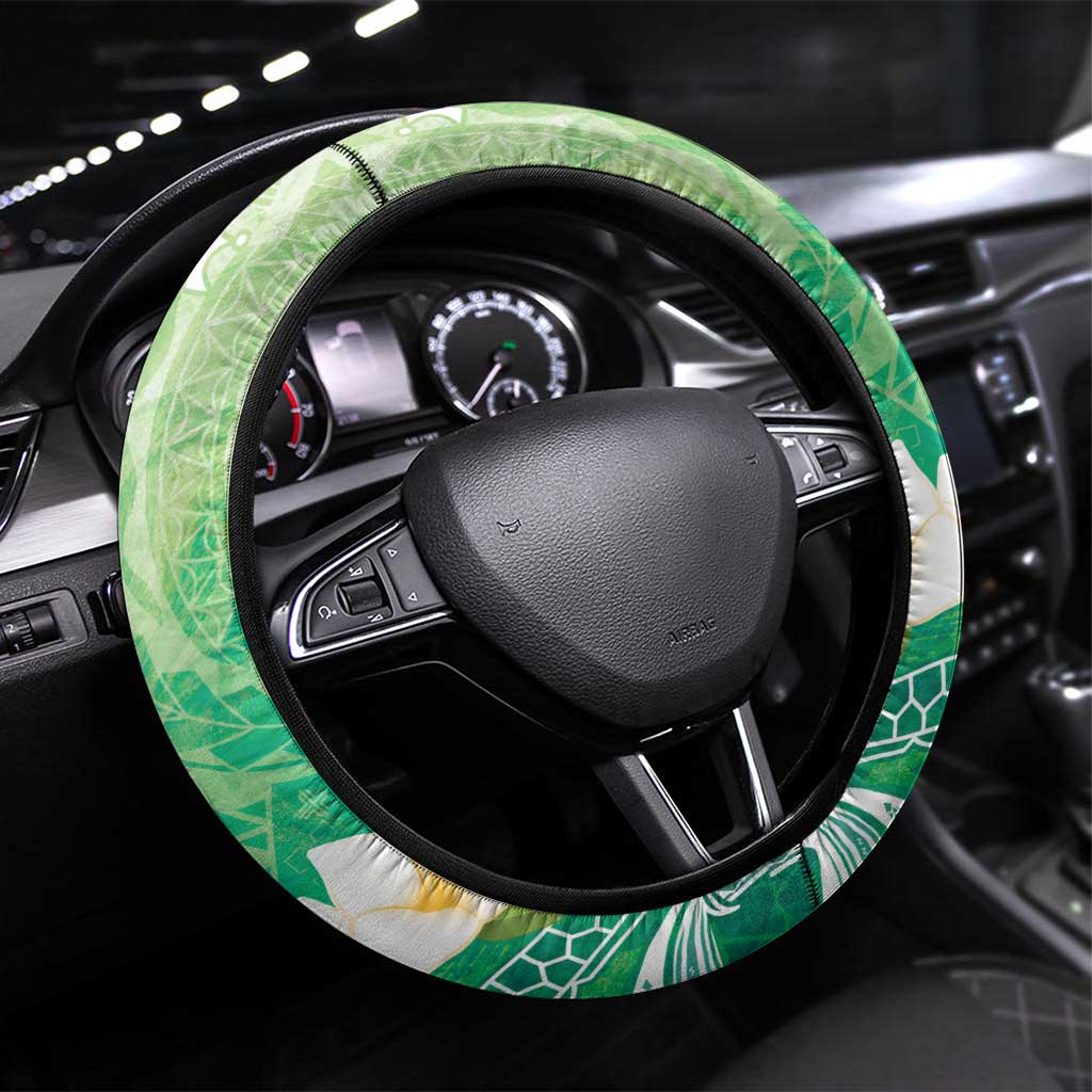Hafa Adai Guam Chamorro Steering Wheel Cover Summer Green Latte Stone with Guasali - Polynesian Pride