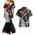 New Zealand Maori Rugby Personalised Couples Matching Mermaid Dress and Hawaiian Shirt Ta Moko Silver Fern