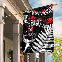 New Zealand Maori Rugby Personalised Garden Flag Ta Moko Silver Fern LT7 House Flag Black - Polynesian Pride