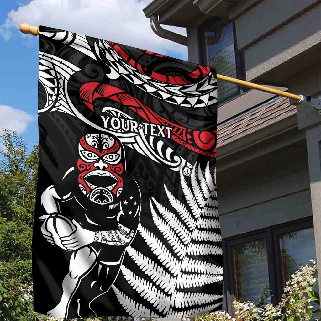 New Zealand Maori Rugby Personalised Garden Flag Ta Moko Silver Fern LT7 - Polynesian Pride