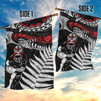 New Zealand Maori Rugby Personalised Garden Flag Ta Moko Silver Fern LT7 - Polynesian Pride