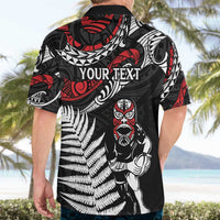 New Zealand Maori Rugby Personalised Hawaiian Shirt Ta Moko Silver Fern LT7 - Polynesian Pride