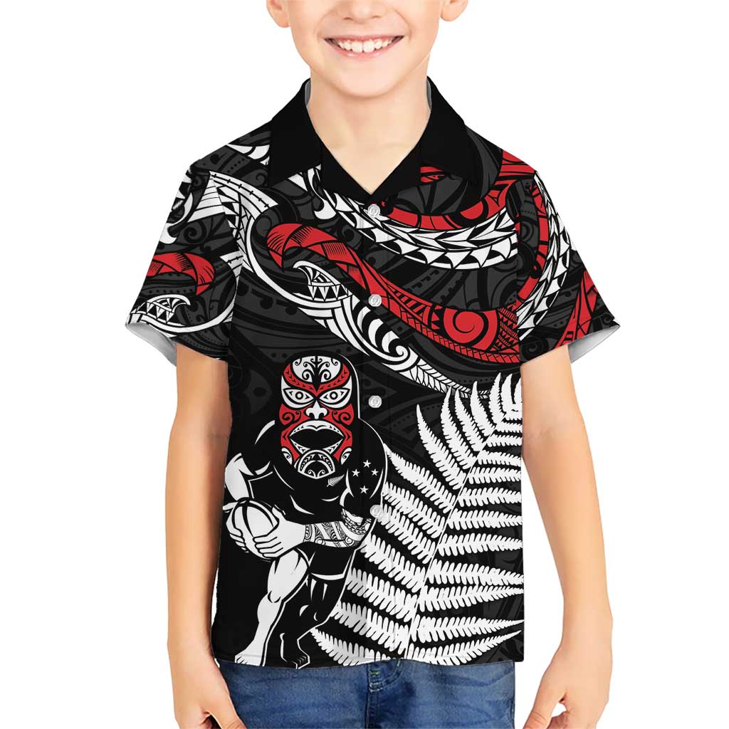 New Zealand Maori Rugby Personalised Hawaiian Shirt Ta Moko Silver Fern LT7 - Polynesian Pride