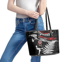 New Zealand Maori Rugby Personalised Leather Tote Bag Ta Moko Silver Fern LT7 - Polynesian Pride