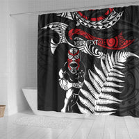 New Zealand Maori Rugby Personalised Shower Curtain Ta Moko Silver Fern LT7 - Polynesian Pride