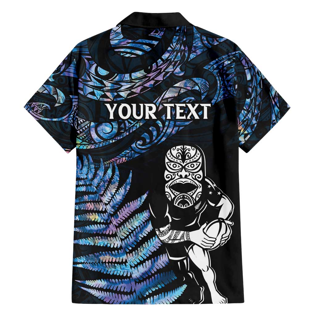 New Zealand Maori Rugby Personalised Family Matching Summer Maxi Dress and Hawaiian Shirt Ta Moko Silver Fern - Paua Blue LT7 - Polynesian Pride