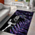 New Zealand Maori Rugby Personalised Area Rug Ta Moko Silver Fern - Paua Purple