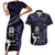 New Zealand Maori Rugby Personalised Couples Matching Short Sleeve Bodycon Dress and Hawaiian Shirt Ta Moko Silver Fern - Paua Purple