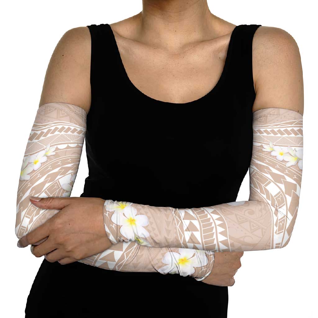 Polynesian Vintage Floral Arm Sleeves Beige Motifs - Polynesian Pride