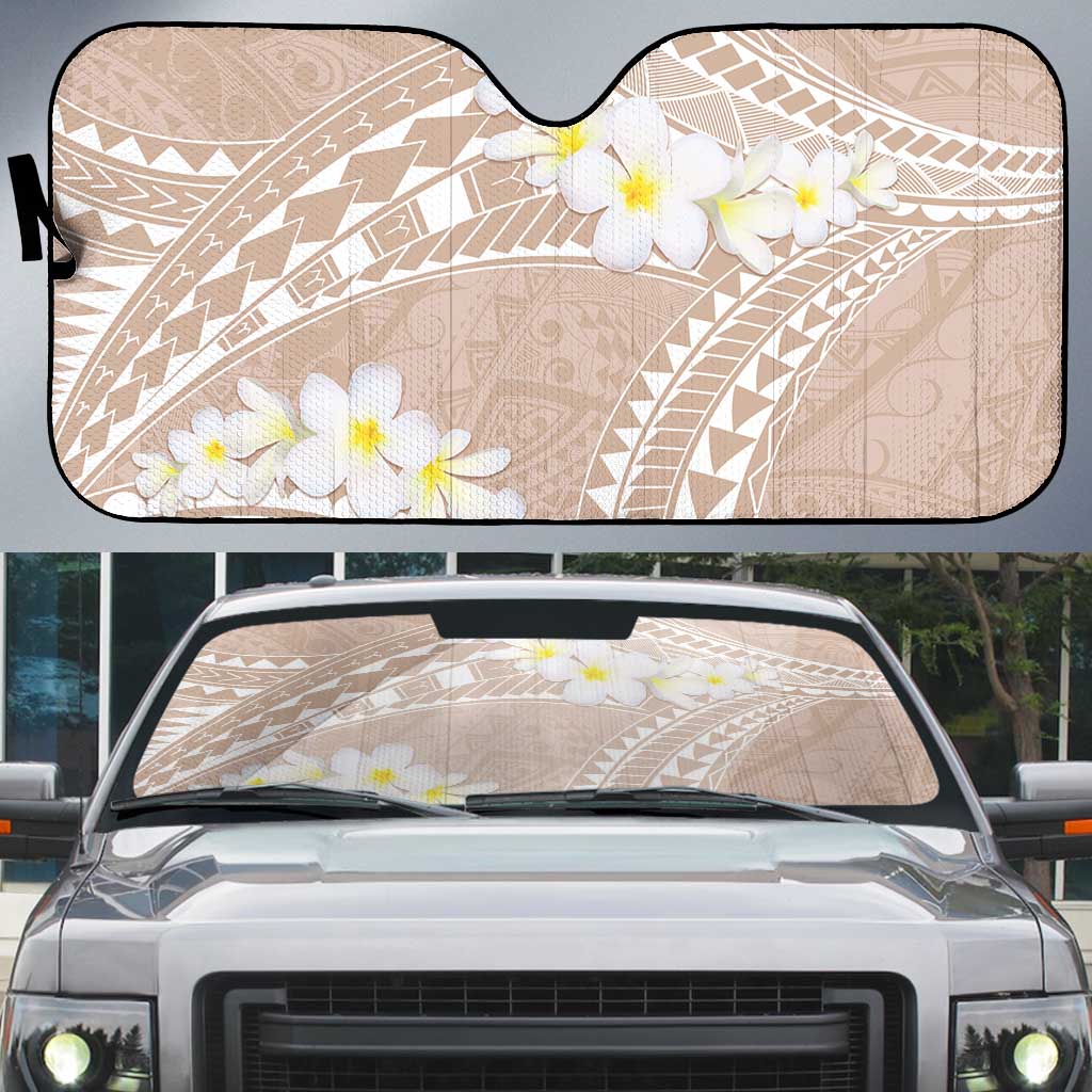 Polynesian Vintage Floral Auto Sun Shade Beige Motifs - Polynesian Pride