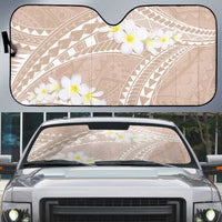 Polynesian Vintage Floral Auto Sun Shade Beige Motifs - Polynesian Pride