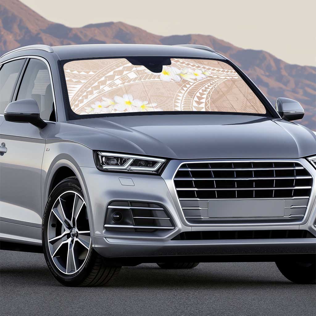 Polynesian Vintage Floral Auto Sun Shade Beige Motifs - Polynesian Pride