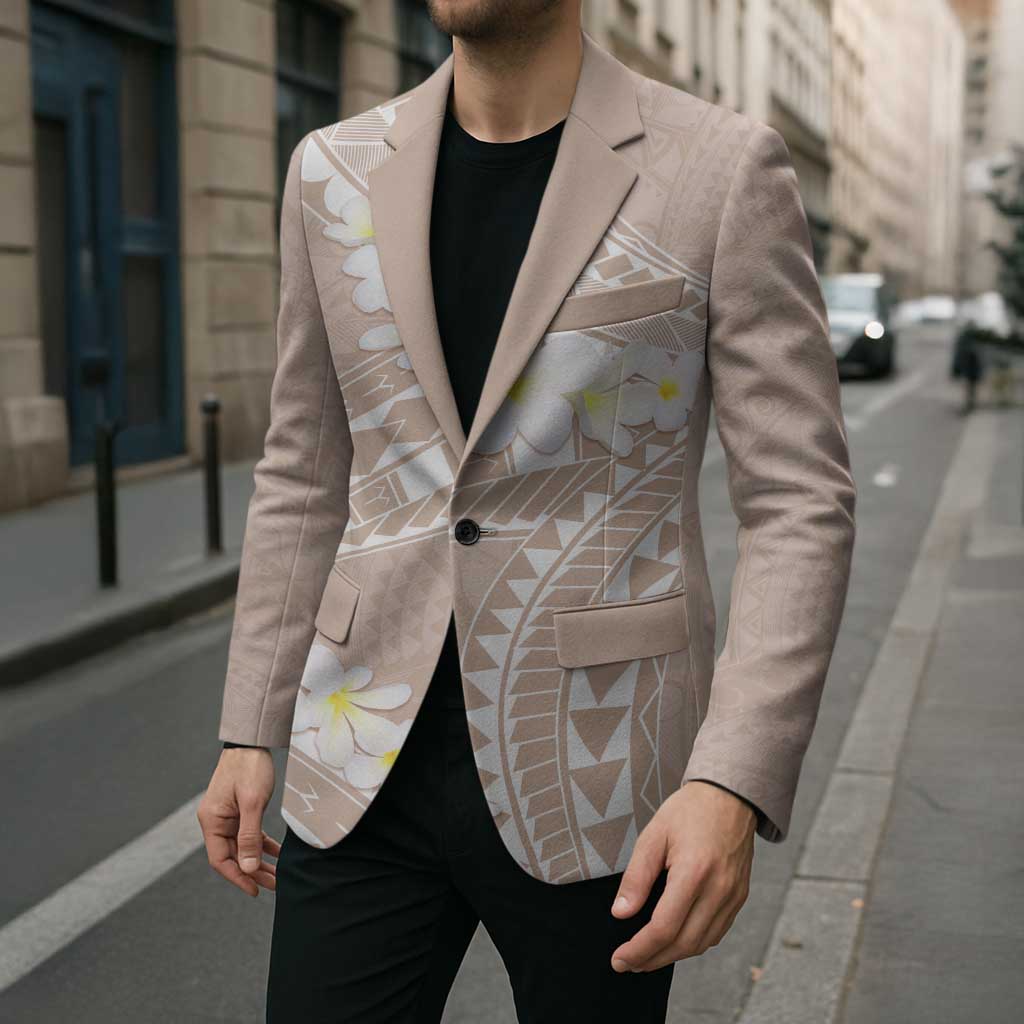 Polynesian Vintage Floral Blazer Beige Motifs - Polynesian Pride