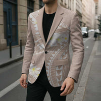 Polynesian Vintage Floral Blazer Beige Motifs - Polynesian Pride
