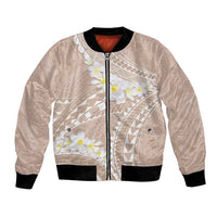 Polynesian Vintage Floral Bomber Jacket Beige Motifs LT7 Unisex Beige - Polynesian Pride