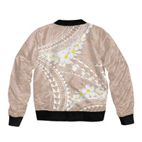 Polynesian Vintage Floral Bomber Jacket Beige Motifs LT7 - Polynesian Pride