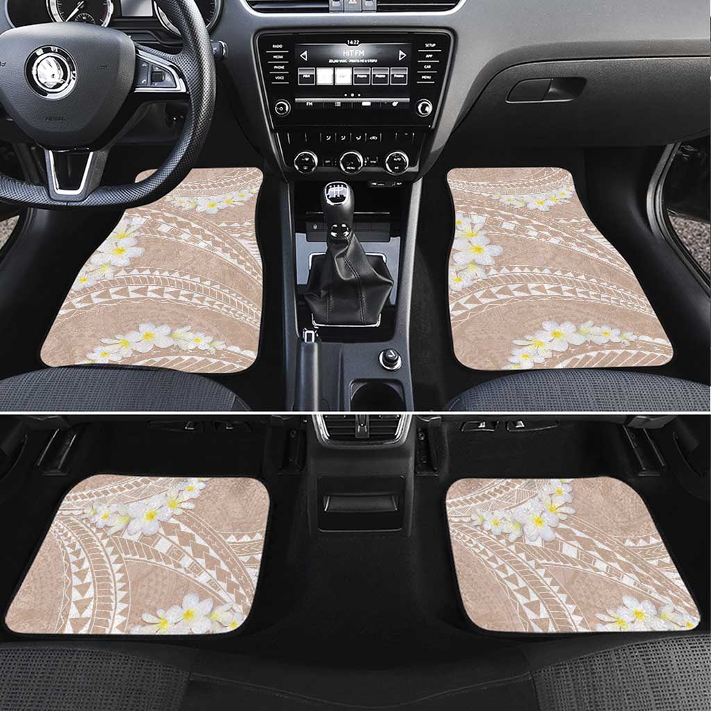 Polynesian Vintage Floral Car Mats Beige Motifs LT7 Set 4pcs Beige - Polynesian Pride