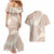 Polynesian Vintage Floral Couples Matching Mermaid Dress and Hawaiian Shirt Beige Motifs - Polynesian Pride