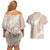 Polynesian Vintage Floral Couples Matching Off Shoulder Short Dress and Hawaiian Shirt Beige Motifs - Polynesian Pride