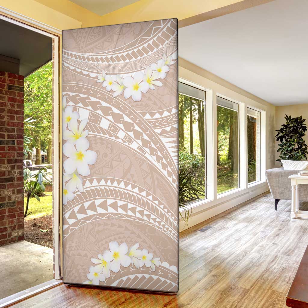 Polynesian Vintage Floral Door Cover Beige Motifs - Polynesian Pride