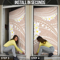 Polynesian Vintage Floral Door Cover Beige Motifs - Polynesian Pride