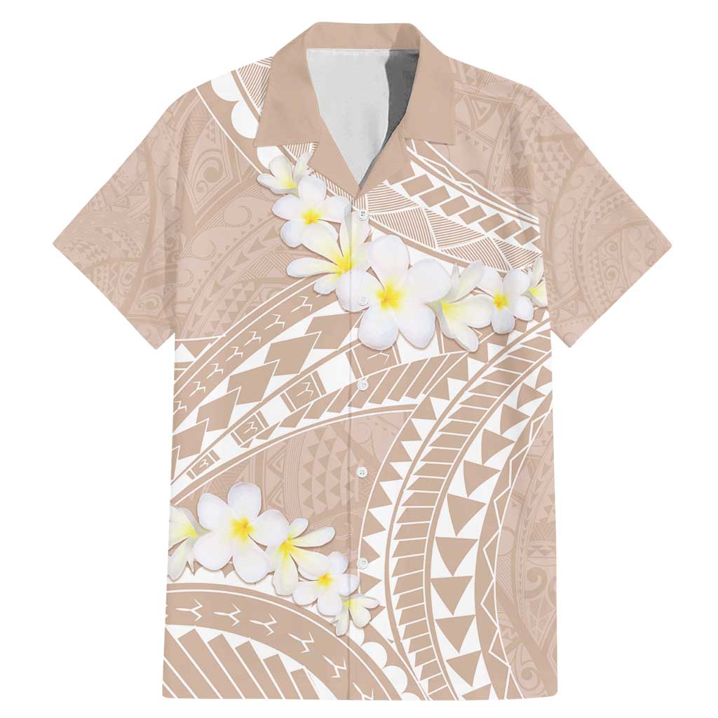Polynesian Vintage Floral Family Matching Mermaid Dress and Hawaiian Shirt Beige Motifs LT7 Dad's Shirt - Short Sleeve Beige - Polynesian Pride