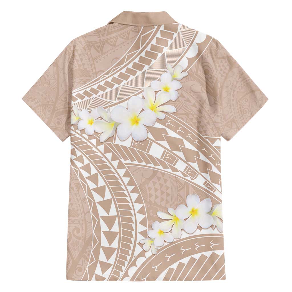 Polynesian Vintage Floral Family Matching Off Shoulder Short Dress and Hawaiian Shirt Beige Motifs - Polynesian Pride