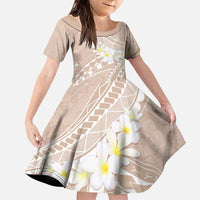 Polynesian Vintage Floral Family Matching Puletasi and Hawaiian Shirt Beige Motifs - Polynesian Pride