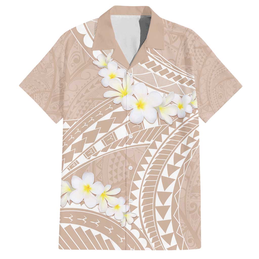 Polynesian Vintage Floral Family Matching Puletasi and Hawaiian Shirt Beige Motifs - Polynesian Pride