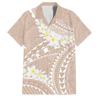 Polynesian Vintage Floral Family Matching Short Sleeve Bodycon Dress and Hawaiian Shirt Beige Motifs LT7 Dad's Shirt - Short Sleeve Beige - Polynesian Pride