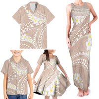 Polynesian Vintage Floral Family Matching Tank Maxi Dress and Hawaiian Shirt Beige Motifs LT7 - Polynesian Pride